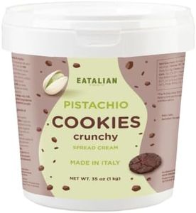 EATALIAN by AMZ BETTER Pistachio Cream with Sweet Crunchy Cookies, 35.02 oz/1000 gr, Delicious Spread with a Uniquely Sweet Taste, Ideal on Bread, Excellent for Dubai Chocolate, Made in Italy