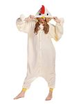 NEWCOSPLAY Animal Onesie Adult White Chicken Pajamas Plush One Piece Cosplay Animal Costume Sleepwear (White Chicken, Large)