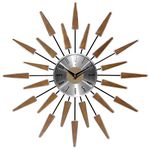 Infinity Instruments Wall Clock 24 inch Satellite Starburst Clock Midcentury Modern Wall Clock Satellite Wall Clock Home Decor Sunburst Mid Century, Brown & Silver