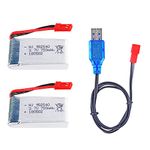 2 Pcs 3.7V 750mAh 25C 902540 Rechargeable Lipo Battery with USB Charger for X400 X300C X800 X500 HJ818H J819S Quadcopter RC Drone Spare Parts