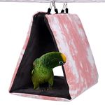 LeerKing Bird Bed Canvas Hammock for Cage Parrot Nest Hut Fleece Tent for Budgies Lovebirds Conures Parakeets Canarys Cockatiels Pink M