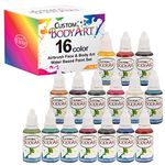 16 Color Airbrush Face & Body Water Based Painting Set, 1 oz. Bottles