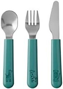 Mepal – Set de cubiertos infantiles de 3 piezas – Deep turquoise – cubiertos infantiles – set de cubiertos con tenedor, cuchillo y cuchara para niños – apto para el lavajillas