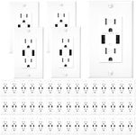 EverElectrix 50 Pack Wall Outlets with Dual USB Ports, Tamper Resistant, UL Listed, White