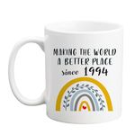 Qsavet 30th Birthday Gifts for Women, Making The World A Better Place Since 1994 Coffee Mug, 30th Birthday Mugs, 30 Year Old Birthday Gift Ideas for Men 11oz Novelty Tea Cup