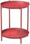 Grand patio Outdoor Side Table 2-Tier End Table Round Accent Table Peacock Red