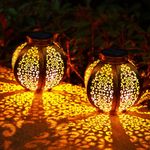 OxyLED Solar Lanterns for The Garden, Solar Lantern 2 Pack Auto On/Off Garden Ornaments Outdoor Solar Garden Lanterns Hanging Solar Lights Outdoor Garden Ornaments for Patio Backyard Pathway