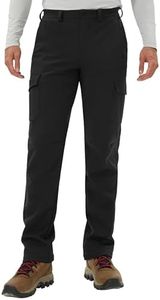 Pioneer Camp Men's Waterproof Cargo Hiking Pants Fleece Lined Outdoor Softshell Snow Ski Insulated Winter Pants for Work