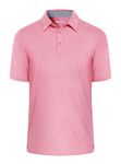 EKLENTSON Men's Quick Dry Polo Shirts Polyester Casual Golf Short Sleeve T Shirts Soft Breathable Collared Shirts Pink,M