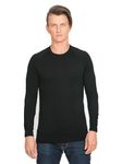 Brass Monkeys - 100% Pure Merino Wool - Long Sleeve Base Layer - Made in New Zealand - Mens Thermal Top - Perfect for Outdoor Sports - Black - Large