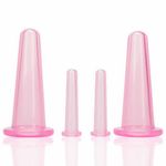 YILINNA 4 Pcs Silicone Facial Cupping Therapy Set Vacuum Massage Cup Kit Body Cupping Cup Set for Face Neck Back Eyes Massage Vacuum Cans Suction Anti Cellulite Massager Health Care (Pink)