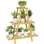 Bamworld Ladder 3 Tier Plant Stand Indoor, Bamboo Plant Shelf for Multiple Plants, Small Flower Stand for Window Garden Balcony Home Decor Living Room Bedroom