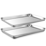 Baking Tray Set of 2, Onader Stainless Steel Rectangle Baking Sheets Pans, Large Professional Oven Trays for Cooking Serving, Non Toxic & Healthy, Mirror Finished & Dishwasher Safe, 40.5x30.5x2.5cm