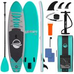 Serene Life SereneLife Premium Inflatable Stand Up Paddle Board (6 Inches Thick) with SUP Accessories & Carrying Storage Bag, Aqua