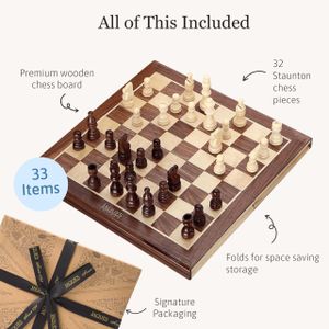 Jaques Wooden Chess Set – Classic Board Game with Pieces