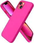 ORNARTO Compatible with iPhone 13 Case 6.1, Slim Liquid Silicone 3 Layers Full Covered Soft Gel Rubber Case Cover 6.1 inch-Hot Pink