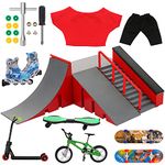 LALASTYLE Mini Finger Skateboard Ramp with Mini Finger Toy Set Finger Skateboard Finger Bicycle Finger Scooter Finger Vitality Board 1 Pair Skates Training Trick Props Fingertips Movement Toys (B097)