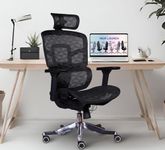 MRC EXECUTIVE CHAIRS ALWAYS INSPIRING MORE Aero Ergonomic High Back Korean Mesh Office Chair Headrest, Lumbar Support, Adjustable Pu Armrests, Multi Lock Synchro Mechanism (Aero Mesh Seat, Black)