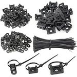 BGTXINGI 120Pcs 3 Values Saddle-Type Cable Tie Mount Bases for Cable Wire Tubing Sleeving Conduit Adjustable Cable Tie Holder Set Matched with 120PCS Black Flexible Zip Ties(Black)