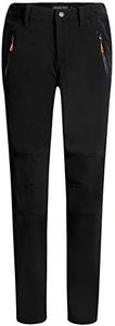 Camii Mia Women's Winter Warm Outdoor Slim Windproof Waterproof Ski Snow Fleece Hiking Pants, Black, 38