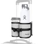 Luggage Travel Cup Holder For Hands Free Traveling. Perfect Luggage Accessory Attachment for Frequent Traveler, Flight Attendant or Traveling With Children (Light Gray)