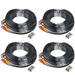 ABLEGRID 4 Pack 100ft bnc Video Power Cable Security Camera Cable Wire Cord for CCTV dvr Surveillance System (Included 2X BNC to RCA connectors with Each Cable)