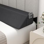 COSTWAY Double/King Size Bed Wedge Pillow, Mattress Gap Filler Headboard Pillow with Side Pocket, Bed Gap Filler Bolster Pillows Close Gap (0-8") Between Headboard & Mattress (Grey, Double-54 x10)