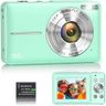 Digital Camera 1080P 44MP Vlogging Camera for Kids Teens, FHD Compact Portable Photo Camera with 2.4" Screen 16X Zoom, Anti-shake Mini Camera for Beginners Students Boys Girls-Green（No SD Card)