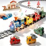 Remote Control Train Set for Kids w/Steam, Music & Lights Choo Choo Train for Toddlers, Electric Train Set with Tracks, Magnetic Connection Train Toys Christmas Birthday Gifts for Boys Girls 3 4 5 6+