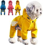 Annchwool Dog Raincoat with Hood for Puppy Small Medium Dogs,Waterproof Dog Rain Coat Jacket with Reflective Strap and Leash Hole,Easy to Put On & Off Poncho(Yellow,L)