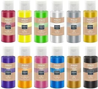 Artecho Acrylic Paint Acrylic Paint Set for Art, 12 Metallic Colors 2 Ounce/59ml Acrylic Paint Supplies for Wood, Fabric, Crafts, Canvas, Leather&Stone