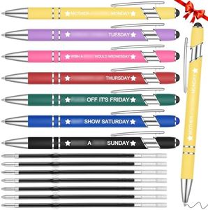 Sabary 7 Pcs Swear Word Daily Pens Funny Seven Days of the Week pens Cuss Word Negative Snarky Office Dirty Ballpoint Pens for Colleague Co-worker adult, Black Ink (Classical)