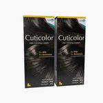 Cuticolor Permanent Hair Color Cream| Dr prescribed| Eco Mechanism for Preserving Scalp Health| No Ammonia| No PPD| Enriched with Portulaca & Boseivela Extracts - Black (120g) | Pack Of 2