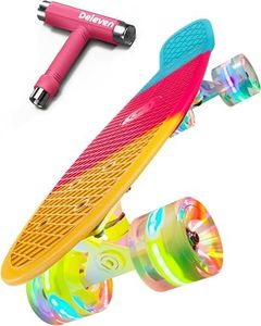 Deleven 22" Skateboard with Bright LED Wheels, Skate Tool, ABEC 7 Bearings - for Kids Beginners Adults