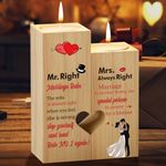 Tulolvae Wedding Gifts for Bride and Groom, Heart Shaped Wooden Candle Holder, Mr and Mrs Wedding Presents for Couple Women Man, Marriage Romantic Gifts for Her or Him