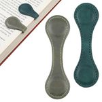 Dimeho 2 Pcs Leather Magnet Bookmark Retro Book Page Holder Vintage Page Marker Clip Handmade Cute Reading Accessories for Women Bookworm Book Lovers Reader Gift(Blue+Green)