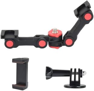UTEBIT Dual Cold Shoe Mount Extension Bar with Phone Holder & Action Camera Mount Flexible Double Cold Shoe Adapter Bracket with 1/4" Screw for Microphone LED Video Light Flash Monitor