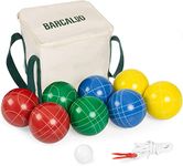 Barcaloo Bocce Ball Set with 8 Premium Resin Multicolor Bocce Balls, Pallino, Carry Bag & Rope