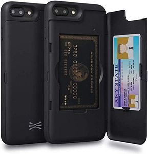 TORU CX PRO Case for iPhone 8 Plus / 7 Plus, with Card Holder | Slim Protective Shockproof Heavy Duty Cover with Hidden Credit Cards Wallet Flip Slot Compartment Kickstand | Include Mirror - Black