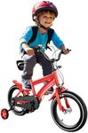 CUMELLIIR 14 inch Bike with Stabilisers, Children Bicycle Beginner Bike with Training Wheels, Height Adjustable Kids Bike Girls Boys Age 5-8(Red)