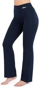 Nirlon Straight Leg Yoga Pants - Straight Leg Yoga Pants for Women Breathable Leggings for Women for Yoga Regular & Plus Size Pants for Women Yoga Work Pants for Women (M 28" Inseam, Navy Blue)