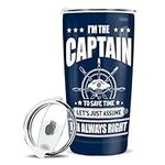 winorax Captain Tumbler I'm The Captain & I'm Always Right Boating Tumbler Cup with Lid 20oz Boater Gifts For Men Boat Lover Gift For Boats Owner Dad Funny Boaters Gift Ideas