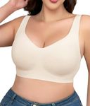 SHAPERX Bras for Women No Underwire Seamless Oversized Everyday Bra Comfort Wireless Padded Soft Support Bralette, SZ8026-Apricot-4XL-Plus