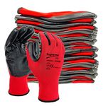 Supreme TTF 24 Pairs PREMIUM NITRILE COATED Red Nylon Work Gloves Builders Gardening Grip (Large [Size 9])