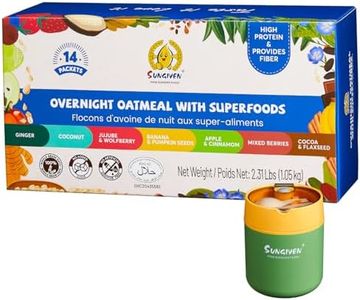 SUNGIVEN High Protein Overnight Oats Variety Pack with Container - 7 Flavors Low Sugar Keto Instant Health Breakfast Oatmeals with Cinnamon Pumpkin Seed for Gym Office School Trip Kids, 14-Packs, 37oz