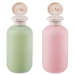 Gjinxi 2Pcs Squeeze Bottles with Flip Cap, Refillable Plastic Travel Containers Empty Bottles Travel Accessories Shampoo and Conditioner Bottles for Creams, Lotion (Green Pink, 200ML)