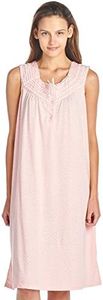 Casual Nights Women's Fancy Lace Trim Sleeveless Nightgown - Dot Peach - Large