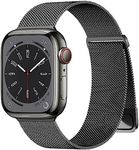 Witzon Metal Bands Compatible with Apple Watch 38mm 40mm 41mm 42mm for Women Men, Adjustable Stainless Steel Milanese Mesh Loop Band for iWatch SE Apple Watch Series 10 9 8 7 6 5 4 3 2 1, Black