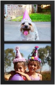 Golden State Art, 10x16 Picture Frame, Solid Wood Collage Picture Frames With 2 Openings- Display Two 8x10Photos- High Definition Real Glass Picture Frame for Wall Mounting(Black, 1 Pack)