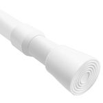 QILERR Tension Curtain Rod 41-75 inch, Adjustable Extension Shower Curtain Rod No Drilling Heavy Duty Spring Loaded Tension Rods for Windows, Bathroom, Curtain, Room Divider, Diameter 1inch, White